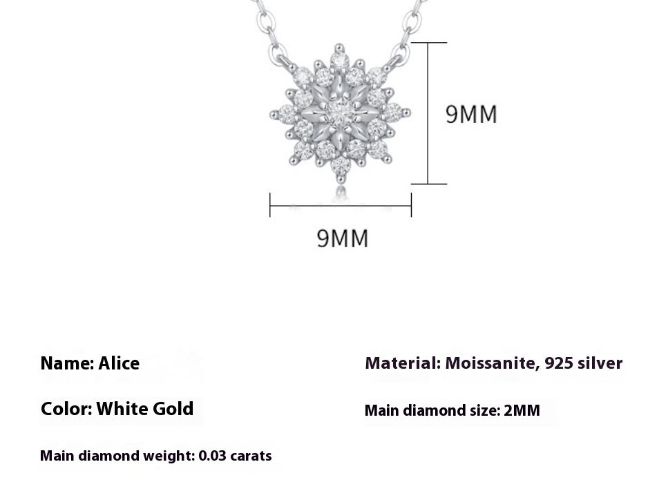 Fashion Moissanite Silver SUNFLOWER Pendant