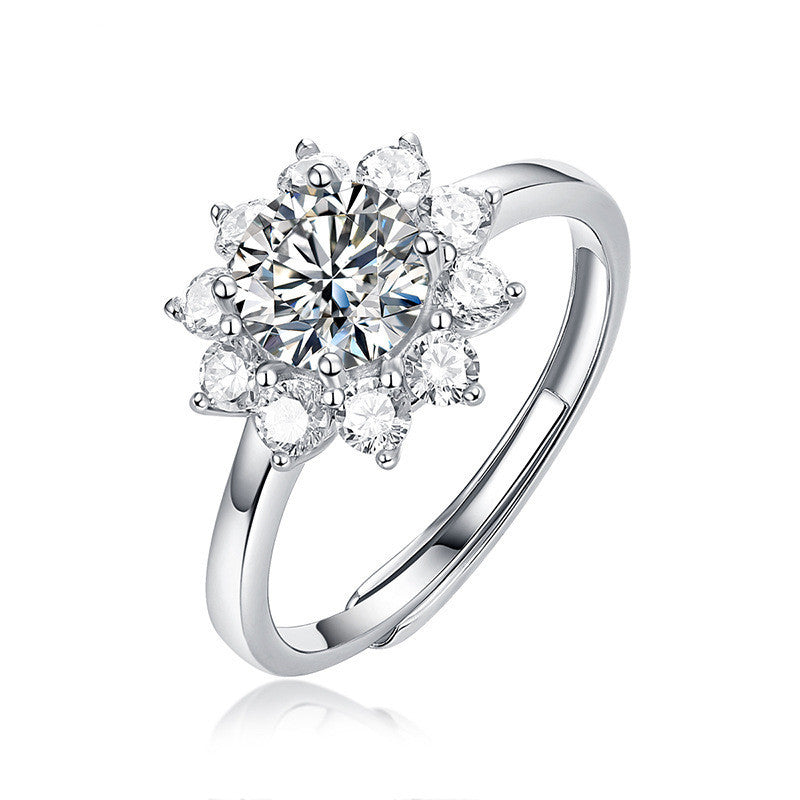 Silver Moissanite Heart Women's Ring