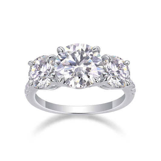 Three Shining Stars - A Fashionable And Luxurious Jewelry Piece Set With 3-carat Moissanite S925 Sterling Silver And Platinum-plated Diamond