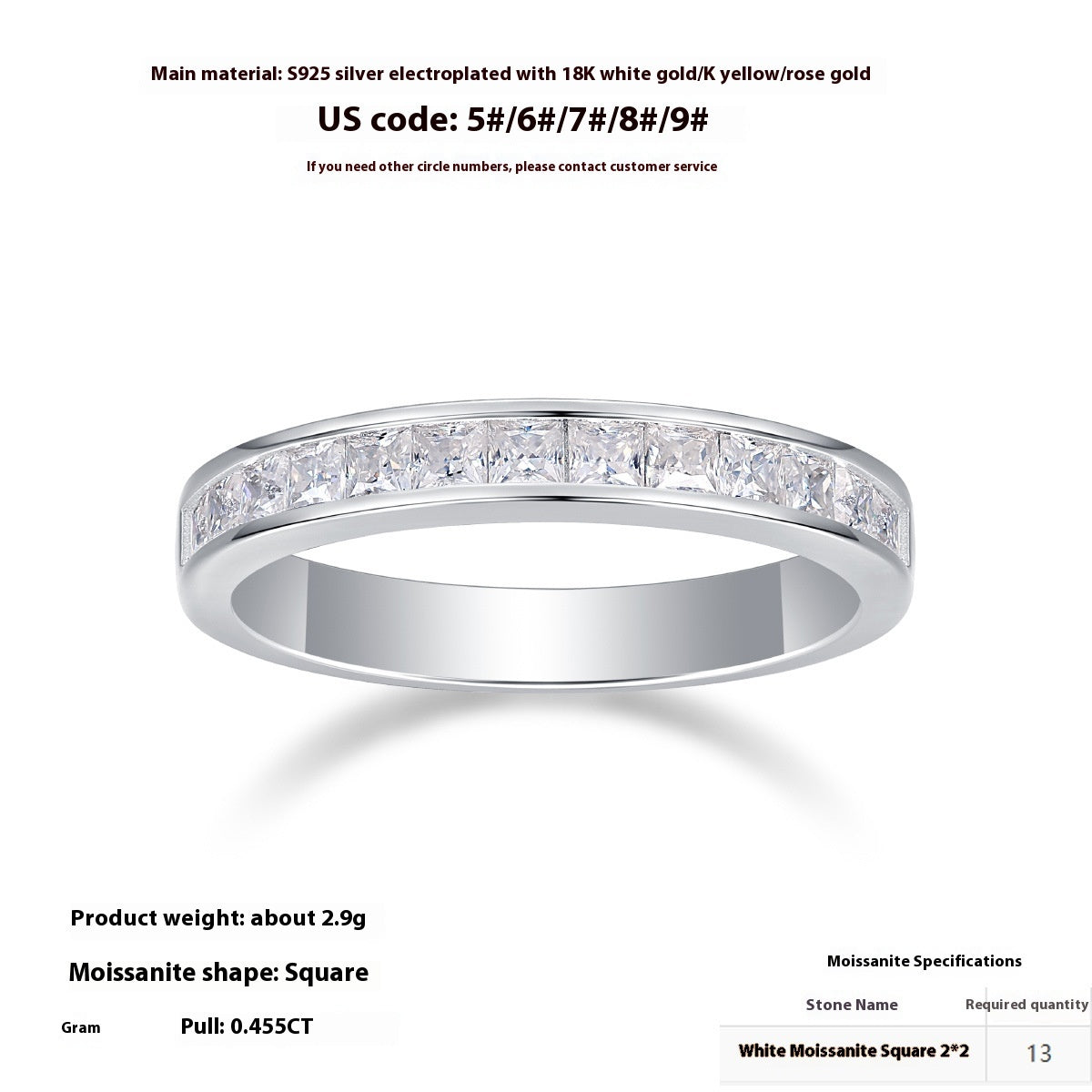 S925 Silver Moissanite Closed Ring