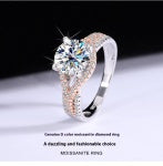 Moissanite Female Diamond Silver Ring