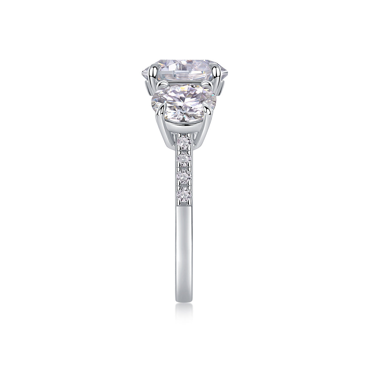 Three Shining Stars - A Fashionable And Luxurious Jewelry Piece Set With 3-carat Moissanite S925 Sterling Silver And Platinum-plated Diamond